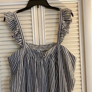 - Size XL Old Navy striped ruffled sleeved tank top